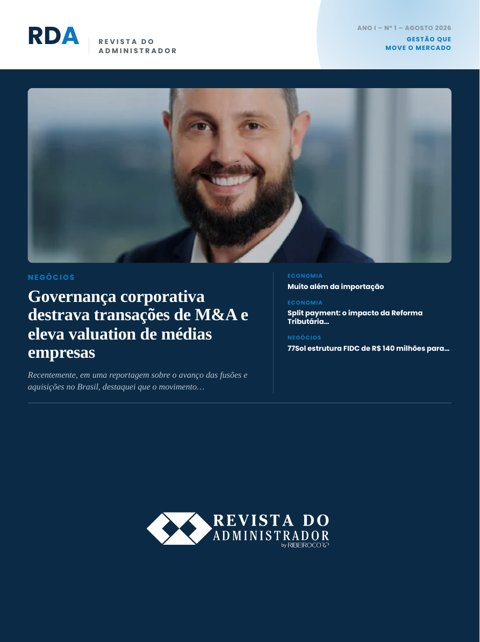 Capa da Revista do Administrador, edição nº 1, agosto de 2026